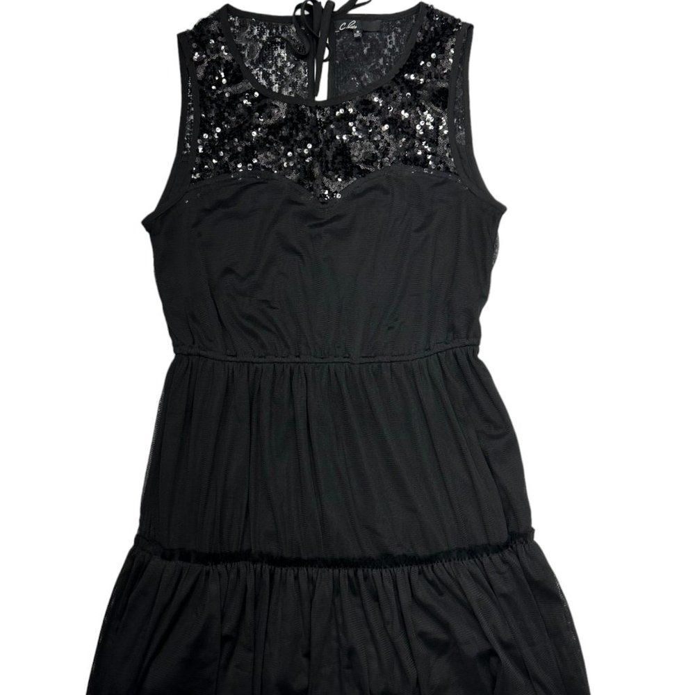 C. Luce Sequined Black Mini Dress (M)